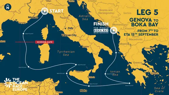  Ocean Race Europe - Streckenverlauf der 5. Etappe nach Boka Bay
